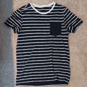 Express Navy and White Striped Tee